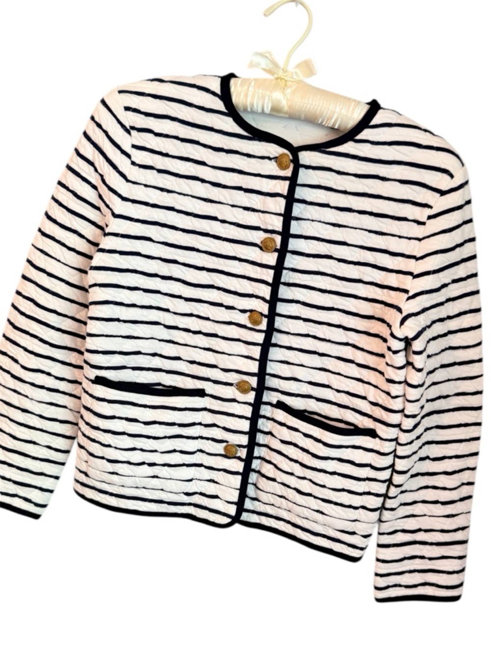 Vineyard Vines Quilted Striped Jacket Navy White Nautical XS